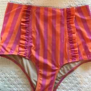 Kortni Jean ruffled swim bottoms. Pink and orange. Like new